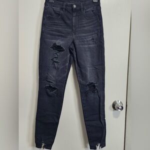 American Eagle Outfitters High Rise Distressed Gray Jeans